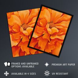 "Artery8 Orange Marigold Flower Painting Modernist Floral Framed Art Print - Size: W12"" x H16""" - thumbnail 2