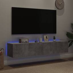 Berkfield Home TV Wall Cabinets with LED Lights 2 pcs Concrete Grey 80x35x31 cm - Size: 80 x 35 x 31 cm - thumbnail 3