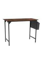 Living and Home Home Office Desk with Side Storage Pocket and Hook in Brown - thumbnail 3