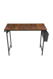 Living and Home Home Office Desk with Side Storage Pocket and Hook in Brown - thumbnail 5