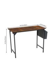 Living and Home Home Office Desk with Side Storage Pocket and Hook in Brown - thumbnail 9