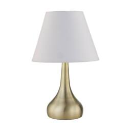First Choice Lighting Set of 2 Romana - Antique Brass Touch Table Lamps with Ivory Shades in Bronze - thumbnail 2
