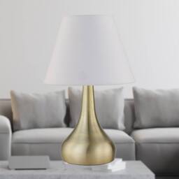 First Choice Lighting Set of 2 Romana - Antique Brass Touch Table Lamps with Ivory Shades in Bronze - thumbnail 3