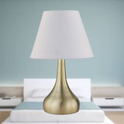 First Choice Lighting Set of 2 Romana - Antique Brass Touch Table Lamps with Ivory Shades in Bronze - thumbnail 4