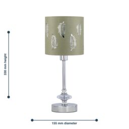 First Choice Lighting Chrome Jewelled Table Lamp with Sage Green Fern Shade in Silver - thumbnail 5