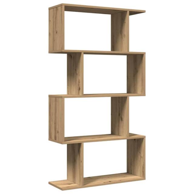 Berkfield Home Room Divider Bookcase 4-Tier Artisan Oak 70x24x129 cm Engineered Wood in Brown - Size: 70 x 24 x 129 cm - image 1