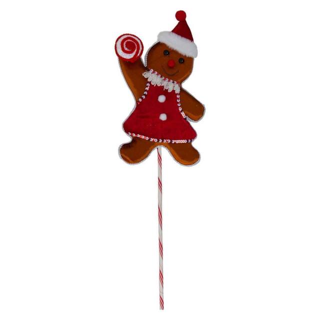VFM e-Store Christmas Ginger Bread Woman Pick 68cm x 22cm Red X 1 - Size: 68 cm x 22 cm - image 1