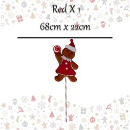 VFM e-Store Christmas Ginger Bread Woman Pick 68cm x 22cm Red X 1 - Size: 68 cm x 22 cm - thumbnail 2