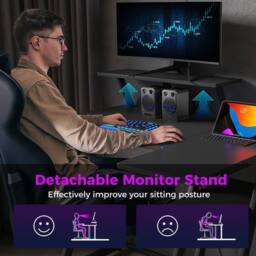 Costway L-Shaped Gaming Desk with Outlets & USB Ports Small Computer Desk in Black - thumbnail 5