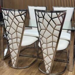 HOME LUXE INTERIOR Set Of 2 Vienna Dining Chairs Mink Cream & Silver