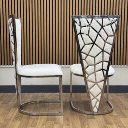 HOME LUXE INTERIOR Set Of 2 Vienna Dining Chairs Mink Cream & Silver - thumbnail 3