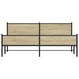 Berkfield Home Metal Bed Frame without Mattress Sonoma Oak 200x200 cm in Brown - thumbnail 5