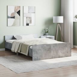 Berkfield Home Bed Frame with Headboard & Footboard Concrete Grey 120x200 cm - Size: Small Double - thumbnail 1