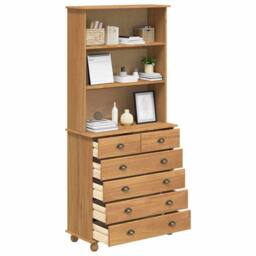 Berkfield Home Hutch ‚ÄúASKIM‚Äù Honey Brown 91x40x199.5 cm Solid Wood Pine - thumbnail 1