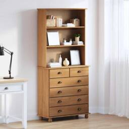 Berkfield Home Hutch ‚ÄúASKIM‚Äù Honey Brown 91x40x199.5 cm Solid Wood Pine - thumbnail 2