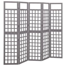 Berkfield Home 5-Panel Room Divider/Trellis Solid Fir Wood Grey 201.5x180 cm