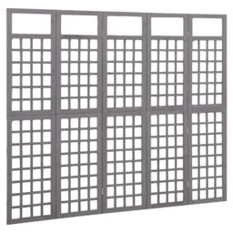 Berkfield Home 5-Panel Room Divider/Trellis Solid Fir Wood Grey 201.5x180 cm - thumbnail 3