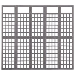 Berkfield Home 5-Panel Room Divider/Trellis Solid Fir Wood Grey 201.5x180 cm - thumbnail 2