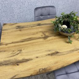 KOSY KOALA Wooden Dining Table with 4 Grey Velvet Chairs, Stylish Dining Room Furniture in Brown - thumbnail 6
