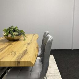 KOSY KOALA Wooden Dining Table with 4 Grey Velvet Chairs, Stylish Dining Room Furniture in Brown - thumbnail 4