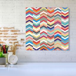 Warren Reed - Designer Geometric Multi Colored Chevron Pattern Canvas in Red - Size: w10 inch x h10 inch - thumbnail 2
