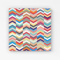Warren Reed - Designer Geometric Multi Colored Chevron Pattern Canvas in Red - Size: w10 inch x h10 inch - thumbnail 1