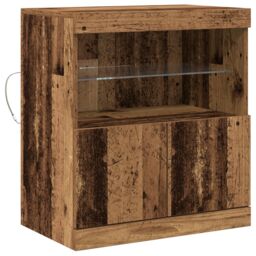 Berkfield Home Sideboard with LED Lights Old Wood 60x37x67 cm in Brown - Size: 60 x 37 x 67 cm - thumbnail 2