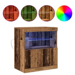 Berkfield Home Sideboard with LED Lights Old Wood 60x37x67 cm in Brown - Size: 60 x 37 x 67 cm - thumbnail 4