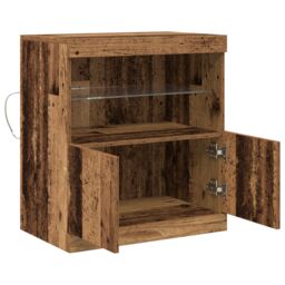 Berkfield Home Sideboard with LED Lights Old Wood 60x37x67 cm in Brown - Size: 60 x 37 x 67 cm - thumbnail 6