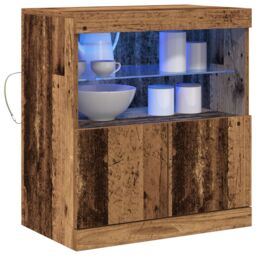 Berkfield Home Sideboard with LED Lights Old Wood 60x37x67 cm in Brown - Size: 60 x 37 x 67 cm - thumbnail 3