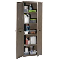 Berkfield Home Garden Storage Cabinet Brown 65x45x172 cm PP Wood Look - Size: 65 x 45 x 172 cm - thumbnail 3