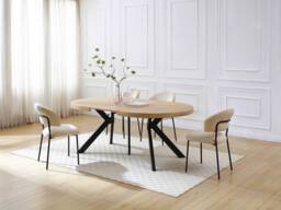 Vente-unique 6 - 12 Seater Extendable Dining Table In MDF & Steel - Light Natural in Light Oak - thumbnail 4