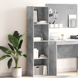 Berkfield Home Decorative Bookcase Concrete Grey 40x30x152 cm Engineered Wood - Size: 40 x 30 x 152 cm - thumbnail 2