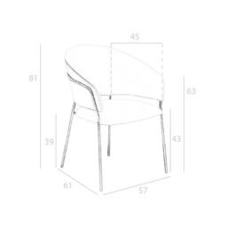 Angel Cerda Dark Mink Leatherette Dining Chair with Armrests in Fawn - thumbnail 7