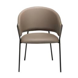 Angel Cerda Dark Mink Leatherette Dining Chair with Armrests in Fawn - thumbnail 2