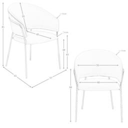 Angel Cerda Dark Mink Leatherette Dining Chair with Armrests in Fawn - thumbnail 8