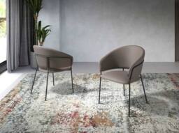 Angel Cerda Dark Mink Leatherette Dining Chair with Armrests in Fawn - thumbnail 3
