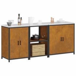 Berkfield Home with Shelf Other with Storage with Door 3 pcs Rusty Weathering steel in Brown - thumbnail 3
