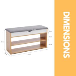 Pirlo Plush 3 Tier Shoe Storage Bench With Seat & Storage in Natural - thumbnail 6