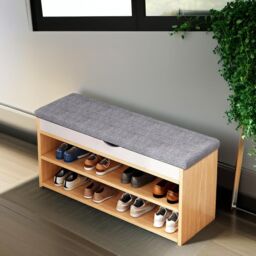 Pirlo Plush 3 Tier Shoe Storage Bench With Seat & Storage in Natural - thumbnail 4