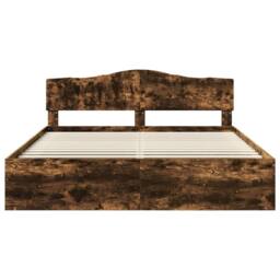 Berkfield Home Bed Frame Smoked Oak 200 x 200 cm Solid Pine Wood in Brown - thumbnail 7