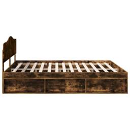 Berkfield Home Bed Frame Smoked Oak 200 x 200 cm Solid Pine Wood in Brown - thumbnail 8