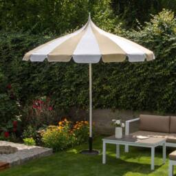 Wyld and Coco Garden Market Parasol 2.45m Beige and White Polyester Canopy Aluminium - thumbnail 1