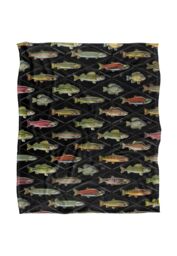 JQ Licensing Fish Crossed Fishing Rods Pattern Silky Touch Super Soft Throw Blanket 152 X 127 cm in White - thumbnail 1