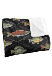 JQ Licensing Fish Crossed Fishing Rods Pattern Silky Touch Super Soft Throw Blanket 152 X 127 cm in White - thumbnail 3