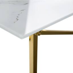 Wyld and Coco Rectangular White Marble-Effect Coffee Table Gold Legs 100 x 50 cm - thumbnail 5