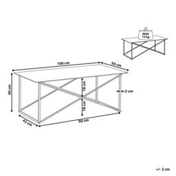 Wyld and Coco Rectangular White Marble-Effect Coffee Table Gold Legs 100 x 50 cm - thumbnail 4