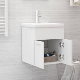 Berkfield Home Sink Cabinet with Built-in Basin White Engineered Wood - thumbnail 3