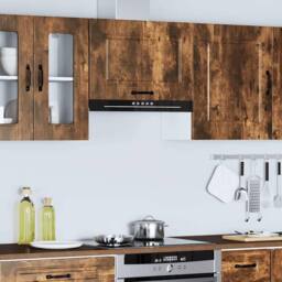 Berkfield Home Kitchen Wall Cabinet Kalmar Smoked Oak Engineered Wood in Brown - thumbnail 4