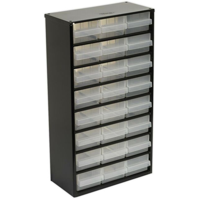 Loops 305 x 155 x 555mm 24 Drawer Parts Cabinet - BLACK - Wall Mounted / Standing Box - image 1